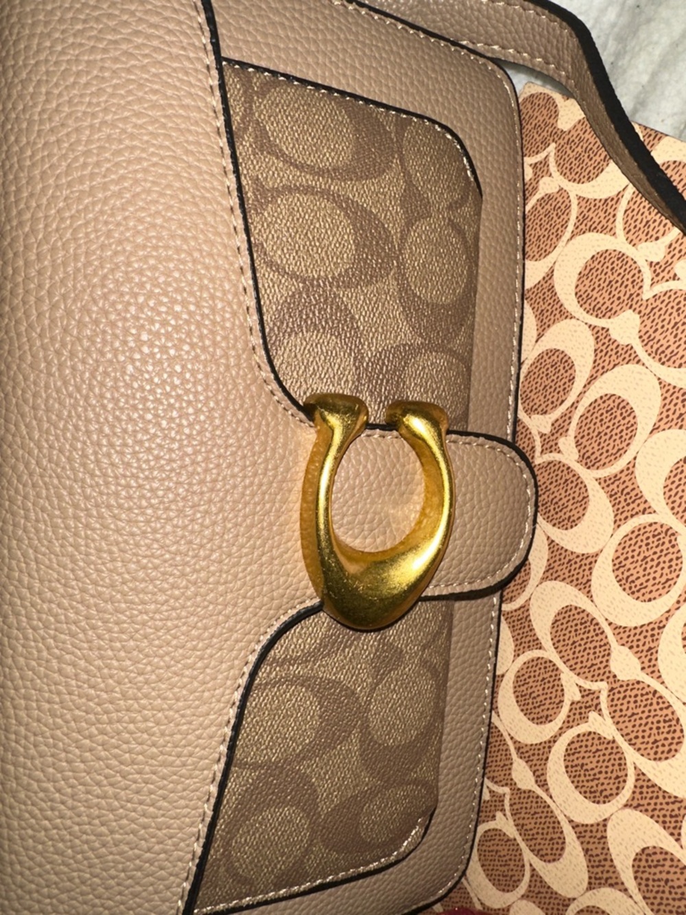 Coach Taupe/Brown Signature Canvas Crossbody with Gold 'C' Hardware - Picture 6 of 9